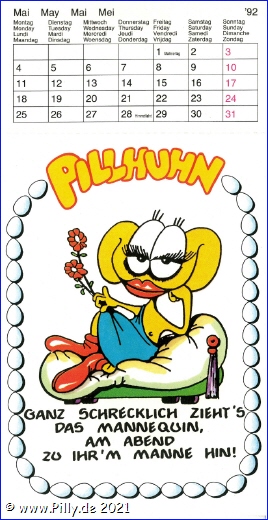 Pilly Pillhuhn Kalender Freche Sprüche 1992 Mai Pillhuhn als Mannequin