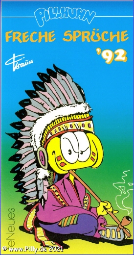 Pilly Pillhuhn Kalender Freche Sprüche 1992 Cover Pillhuhn als Häuptling