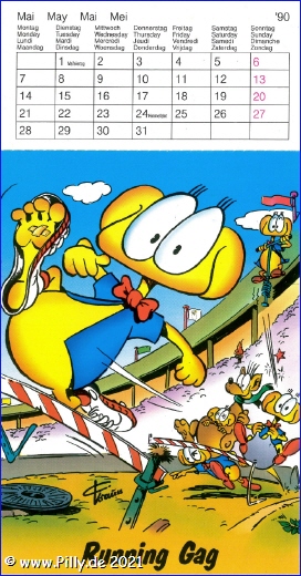 Pillhuhn Sportskalender 1990 Mai Running Gag