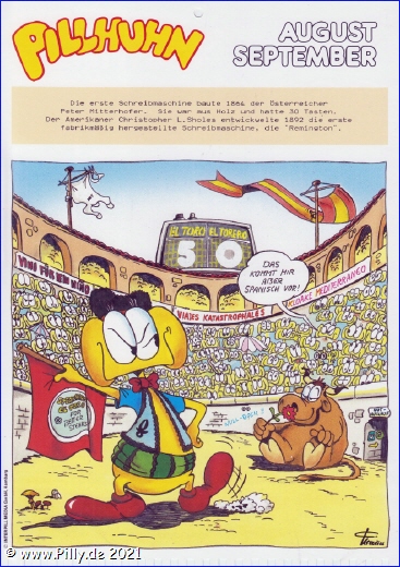 Pillhuhn Schülerkalender 1988 August September 1987