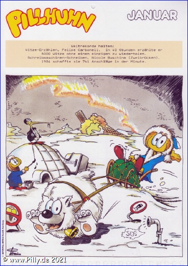 Pillhuhn Schülerkalender 1988 Januar