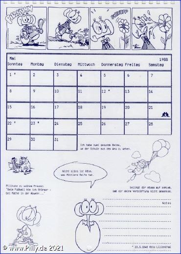 Pillhuhn Schlerkalender 1988 Kalenderblatt Mai