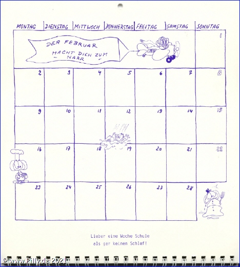 Schlerkalender Kalenderblatt Februar 1987