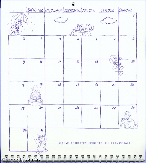 Schülerkalender Kalenderblatt März 1987