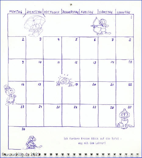 Schülerkalender Kalenderblatt November 1987