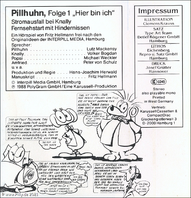 Folge 1 Pillhuhn - Hier bin ich (Inlay)