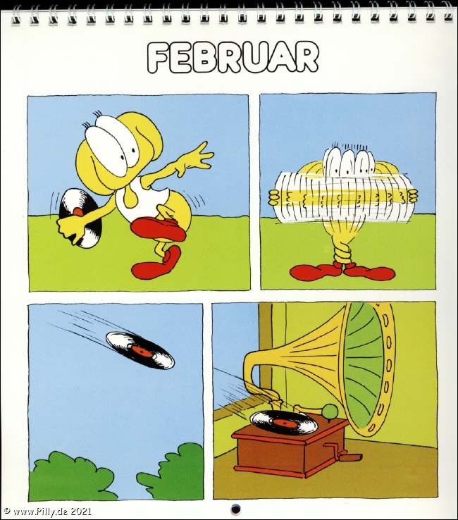 Pillhuhn Schlerkalender 1987 Februar Pillhuhn Diskus, LP, CD, Grammophon